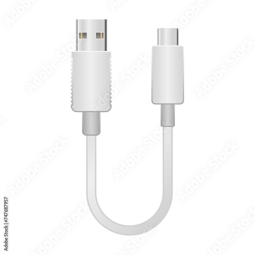 シンプルなイラスト_白い変換ケーブル_USB Type-A 2.0からUSB Type-C