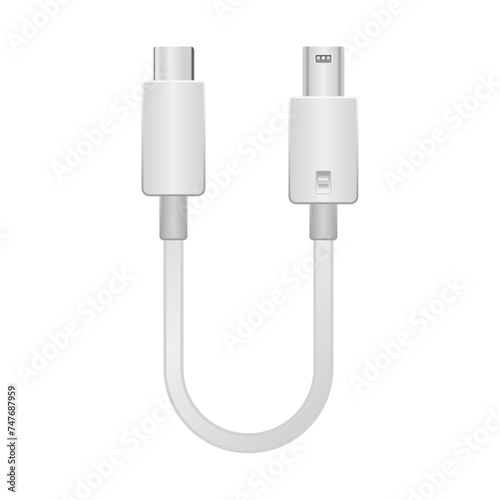 シンプルなイラスト_白い変換ケーブル_USB Type-CからMini USB Type-B