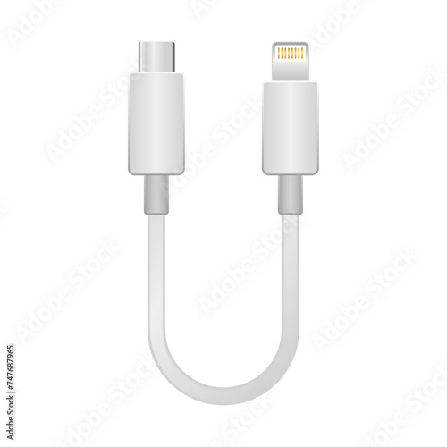 シンプルなイラスト_白い変換ケーブル_USB Type-CからLightning