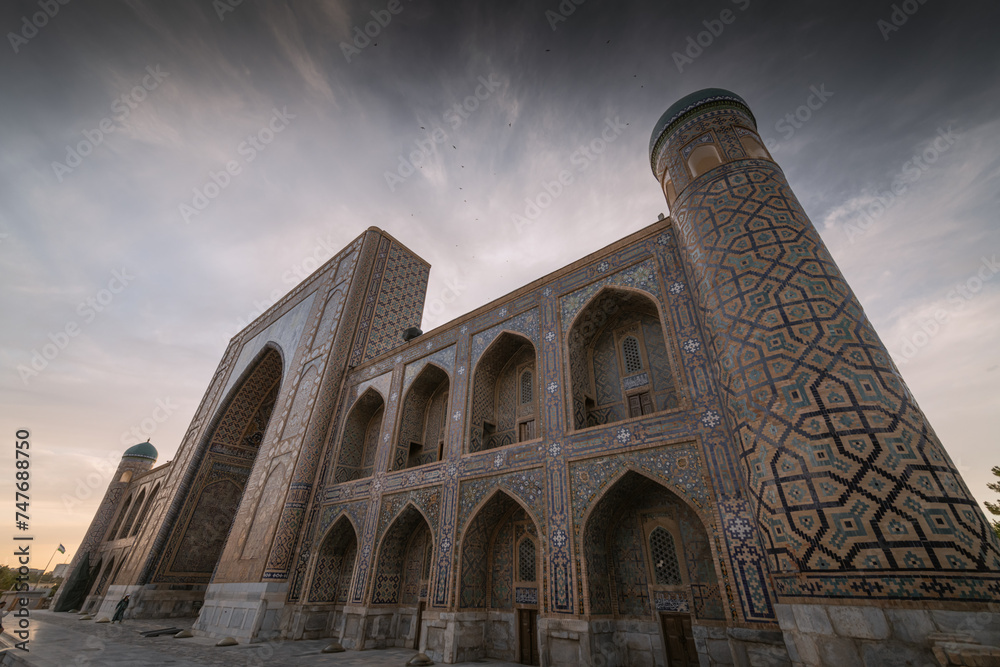 Color image of the Registan palace in Samarkand, Uzbekistan.
