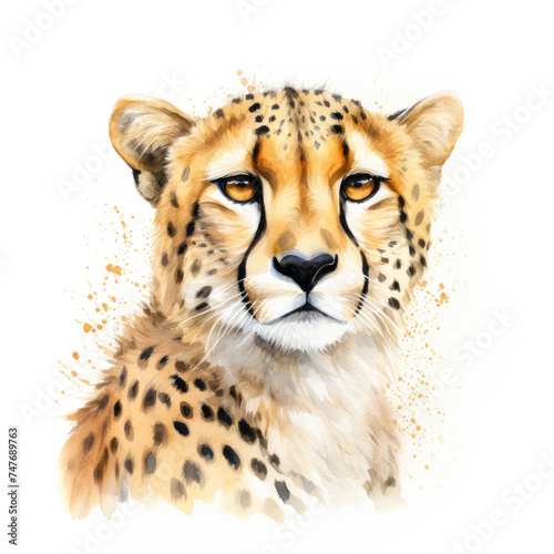 illustration of cheetah splashing watercolor