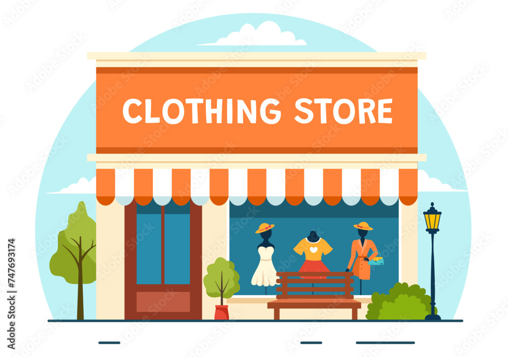 Clothing Store Vector Illustration by Shopping for Clothes or Dresses for Fashion Styles Women or Men in Flat Cartoon Background Design Clothing Store Vector Illustration by Shopping for Clothes or Dresses for Fashion Styles Women or Men in Flat Cartoon Background Design