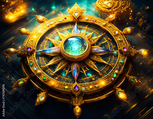 Bejeweled extravagant compass. Edited AI generated image 