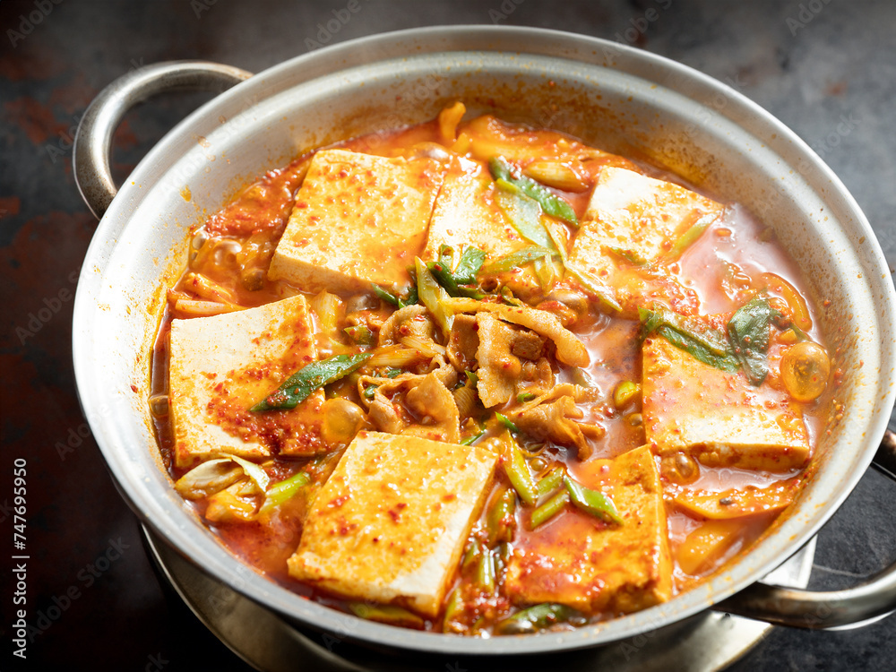 Spicy tofu stew with meat Spicy tofu stew with meat