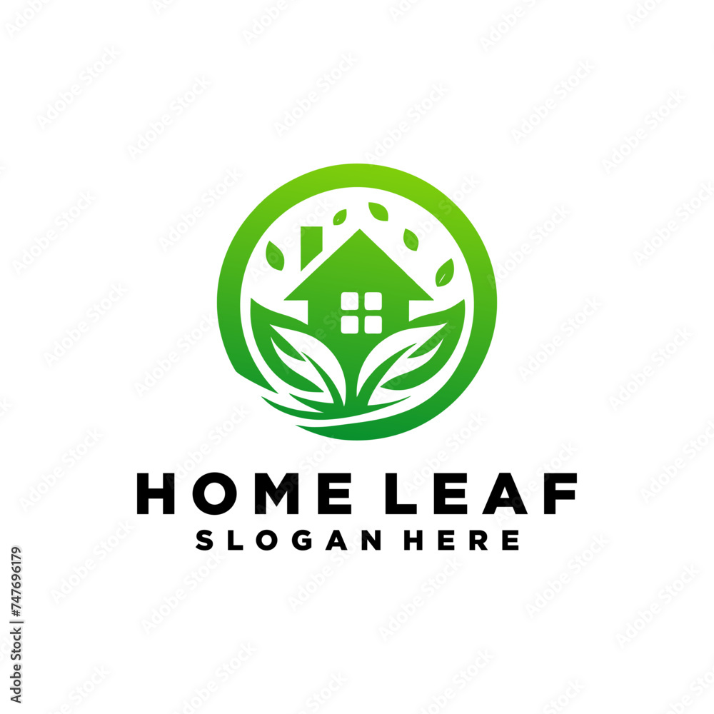 Green House Logo Template Design Vector Illustration.Home and leaf logo vector Green House Logo Template Design Vector Illustration.Home and leaf logo vector