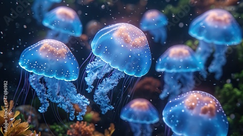 Jellyfish in the aquarium, close-up © Obsidian