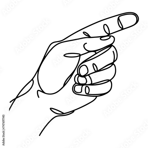 closeup of hand which touch to pointing to something doodle black line style vector illustration
