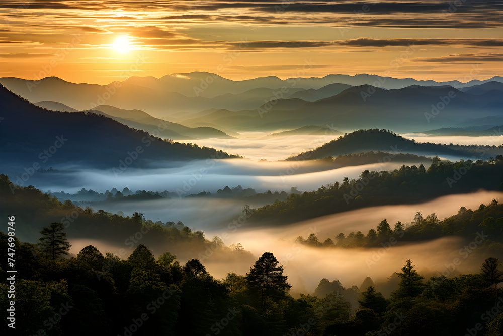 Morning Glow on the Majestic Appalachian Mountains: Nature's Serene Beauty Captured