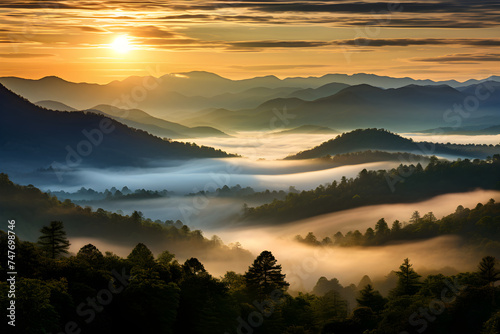 Morning Glow on the Majestic Appalachian Mountains: Nature's Serene Beauty Captured © Adeline