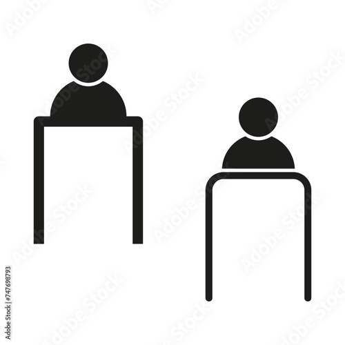 Seated person silhouette. Office chair icon. Minimalist vector design. Vector illustration. EPS 10.