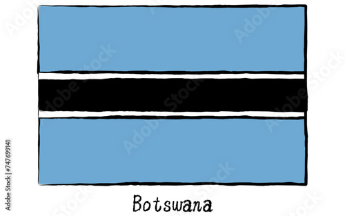 Analog hand-drawn world flag, Botswana