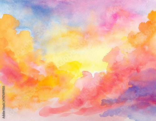 Abstract watercolor nature background sunset sky and colorful vibrant clouds wallpaper