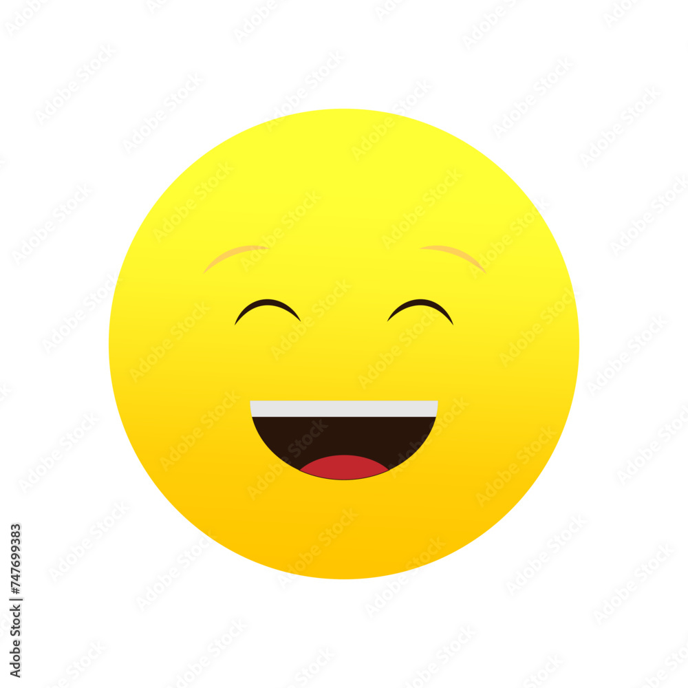 Joyful emoji with smiling eyes. Happy expression. Vector illustration. EPS 10.