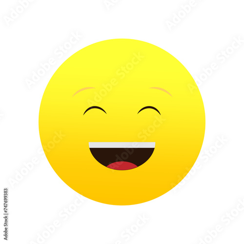 Joyful emoji with smiling eyes. Happy expression. Vector illustration. EPS 10.