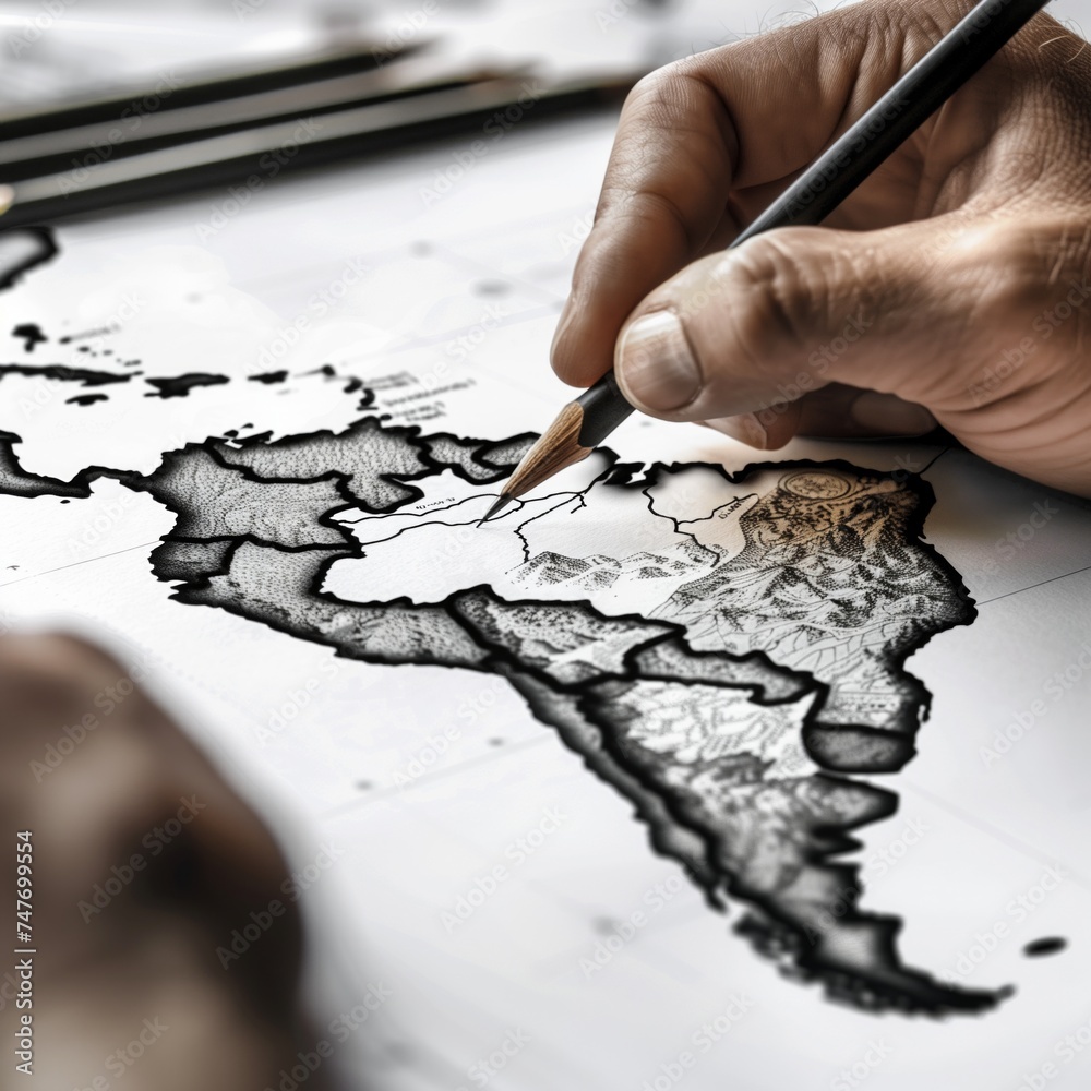 AI-generated photo of a hand drawing or painting the brazilian map AI-generated photo of a hand drawing or painting the brazilian map