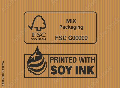 Eco-friendly and save. Brown paper that is 100% recyclable and reusable with recycling symbol. Printed with Soy Ink. 