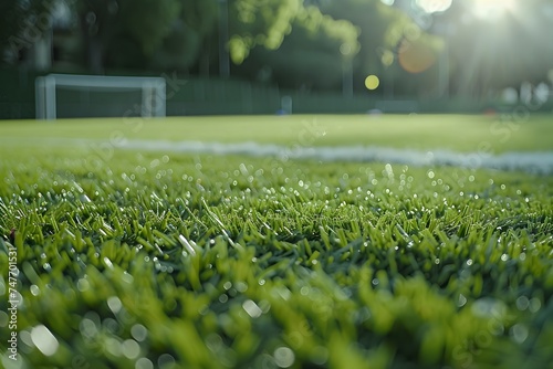 Close-Up Soccer Turf Surrounded by the Sun in Carl Zeiss Style