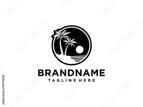 palm tree logo vector icon illustration
