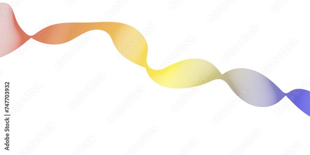 Wave of the many colored lines. Abstract wavy stripes on a white background isolated. Creative line art. Design elements created using the Blend Tool.