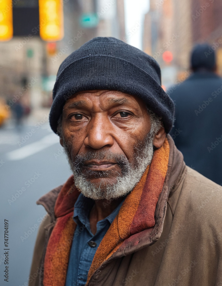 A poignant portrait of a homeless man, his face blurred for anonymity, set against the bustling backdrop of a city street. A stark reminder of the unseen struggles amidst urban life. A poignant portrait of a homeless man, his face blurred for anonymity, set against the bustling backdrop of a city street. A stark reminder of the unseen struggles amidst urban life.