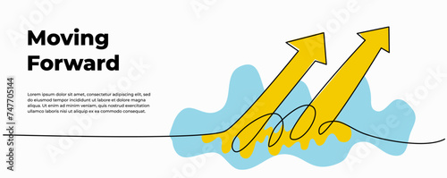 Continuous line design of arrow. One line decorative elements drawn on a white background.
