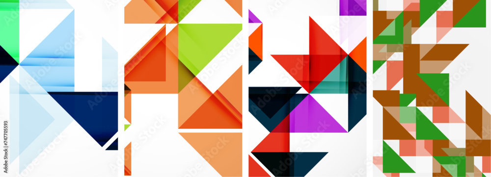 Set of colorful triangle poster cover template backgrounds. Vector illustration For Wallpaper, Banner, Background, Card, Book Illustration, landing page Set of colorful triangle poster cover template backgrounds. Vector illustration For Wallpaper, Banner, Background, Card, Book Illustration, landing page