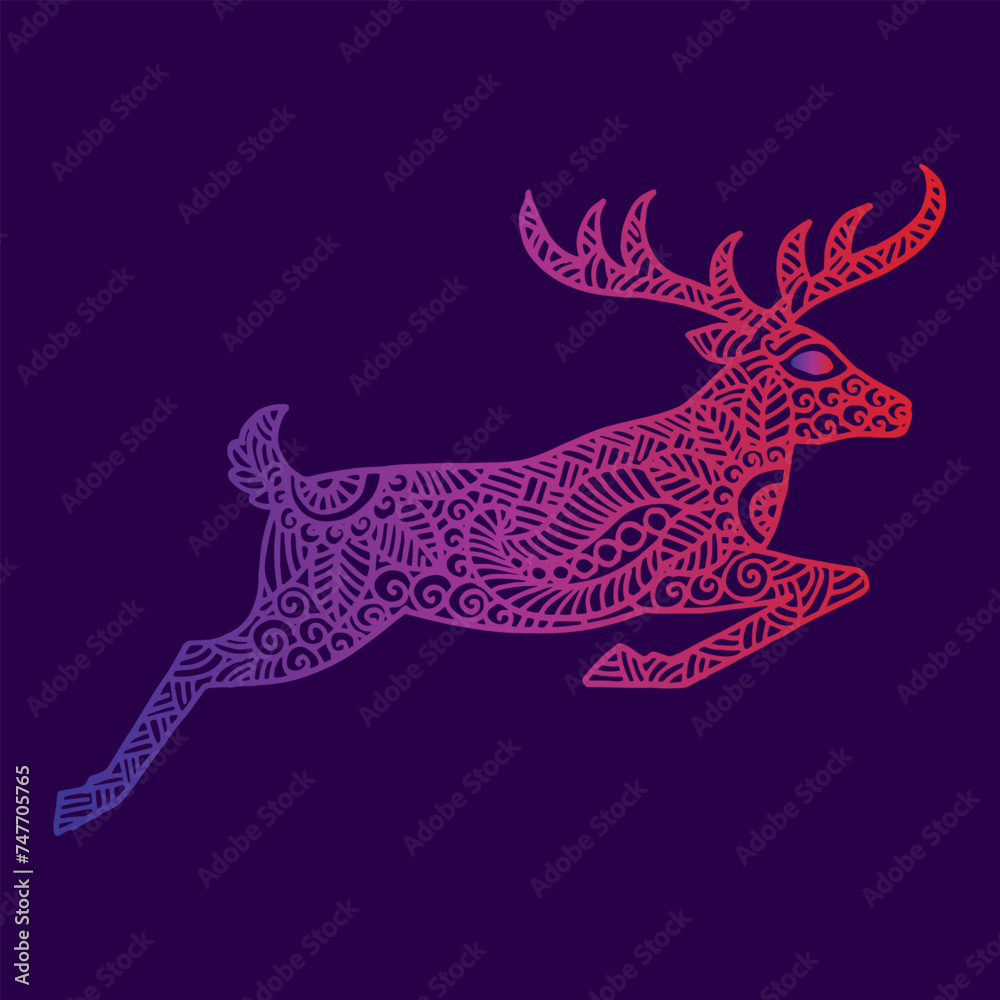 Obraz premium Deer doodle art hand drawing illustration vector