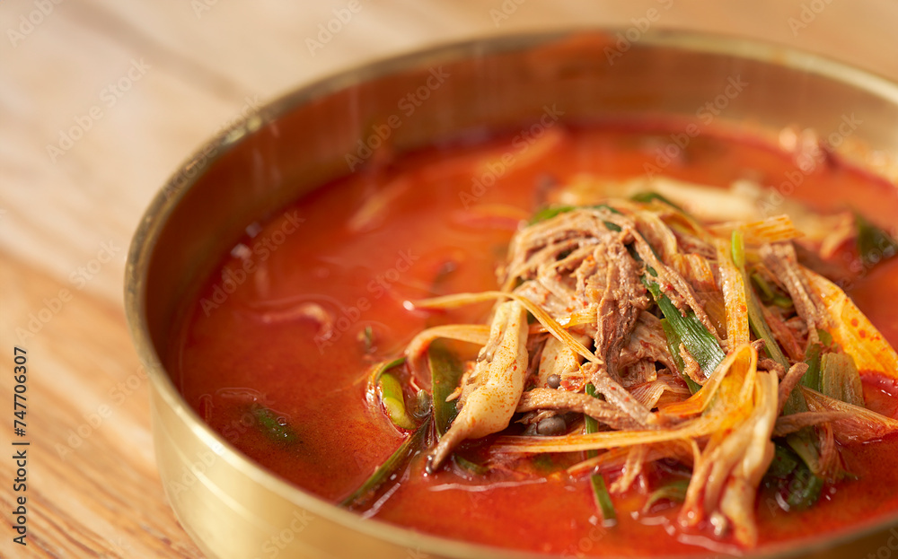 yukgaejang, hot spicy meat stew, korean food