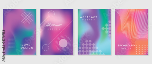 Abstract fluid gradient background vector. Minimalist style cover template with geometric shapes, colorful and liquid color. Modern wallpaper design perfect for social media, idol poster, photo frame. photo