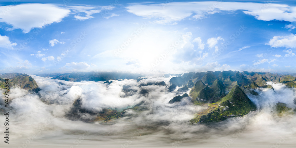 360 photo , Clouds drift over Ma Pi Leng Pass in Ha Giang province, Viet Nam 