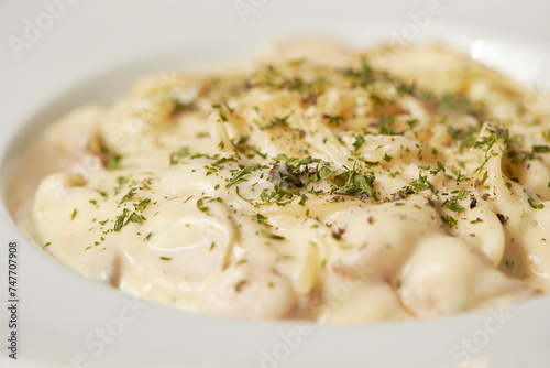 Cream cheese pasta on a plate