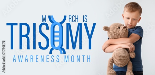 Banner for Trisomy Awareness Month with little boy photo