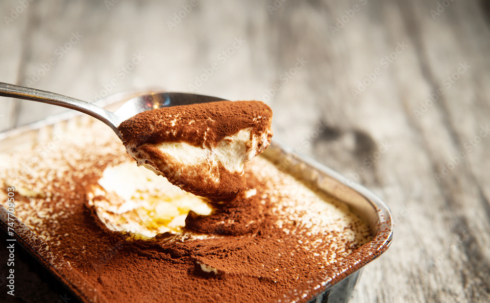 Fototapeta premium tiramisu cake on plate