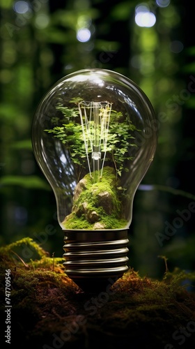 Green world in an energy saving bulb, World Environment Day
