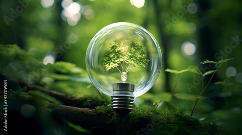 Green world in an energy saving bulb, World Environment Day