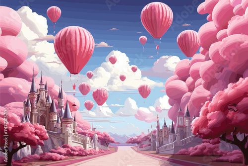 the castle and the cathedral, a princess, a magical monument in the city.3D rendering