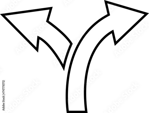 Road Traffic Direction Arrow way icon in line style editable stock. Choice, option, pathway, opportunity. GPS element symbol template for graphic and web design isolated on transparent background.