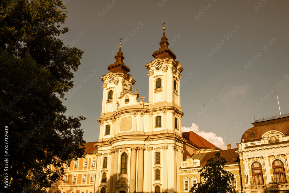 Minorite church in Eger,Hungary.Summer season