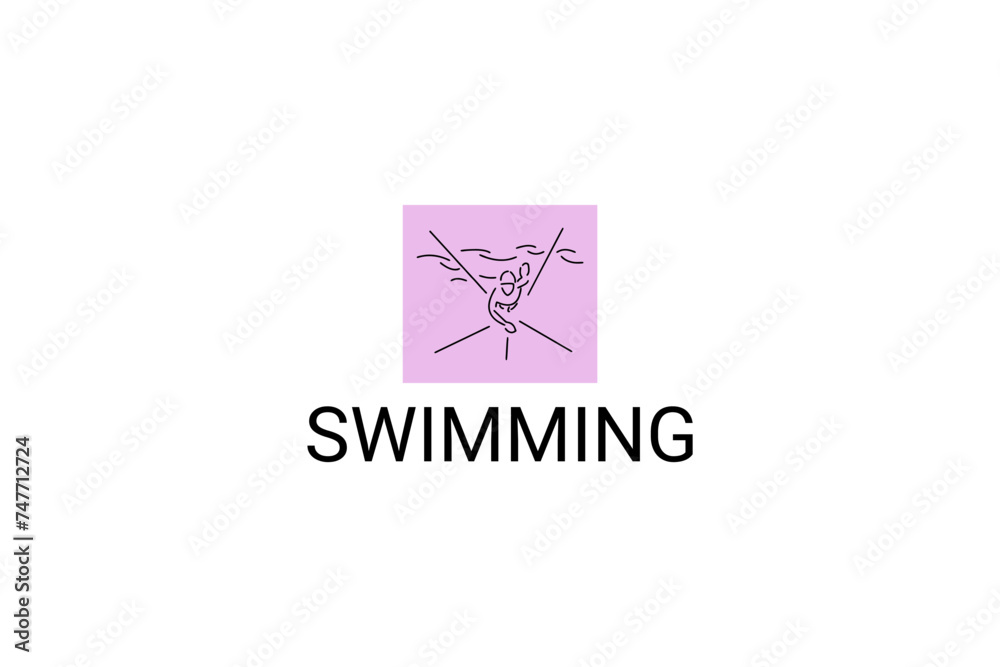 Naklejka premium swimming sport vector line icon. An athlete is taking part in a swimming competition, sport pictogram, vector illustration.