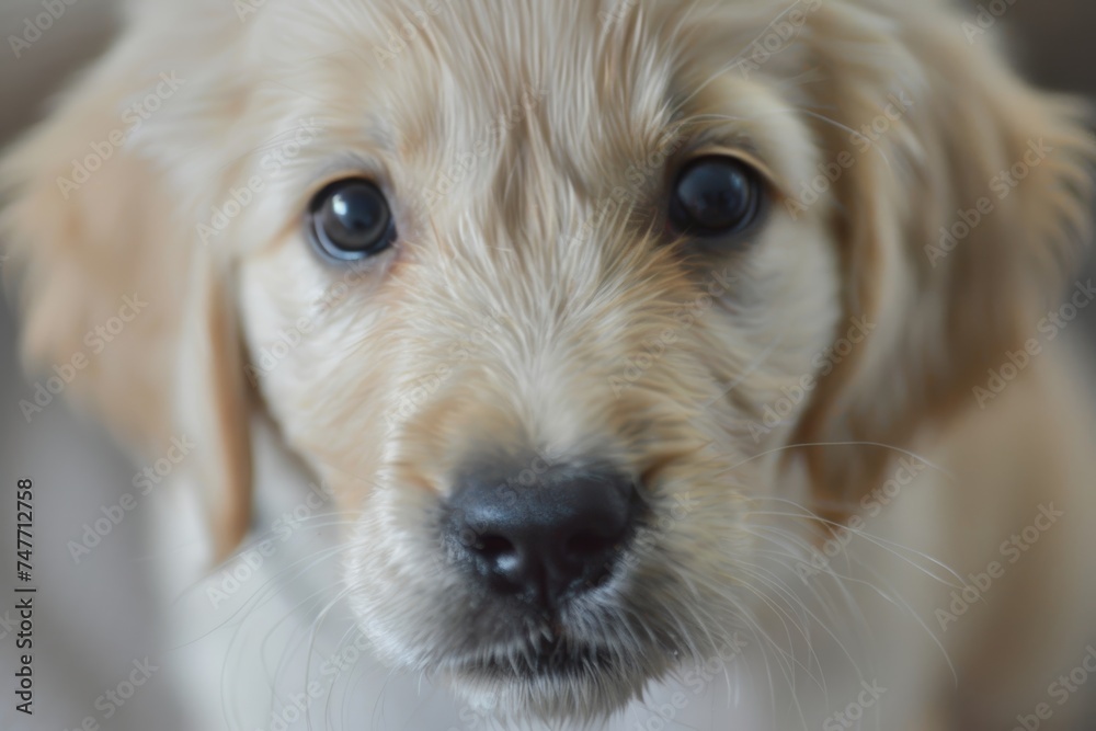 Close Up of a Dogs Face With Blue Eyes. Generative AI