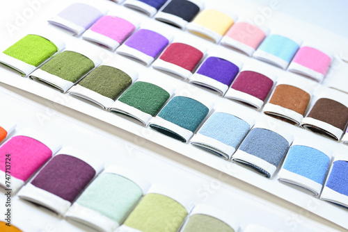 sample color shade of colorful fabric textile of clothing industry