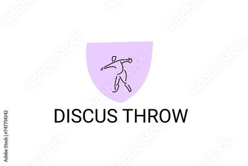 Discus throw sport vector line icon. Discus throw stance. sport pictogram, vector illustration.