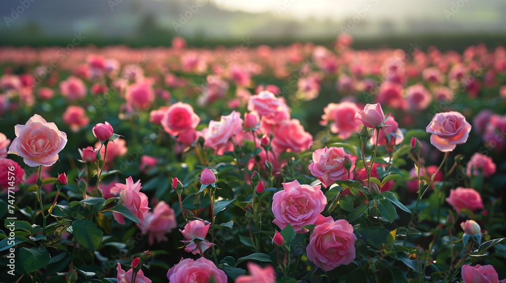 field of roses, field of pink roses, rose garden, rose garden wallpaper, rose garden background, summer, spring