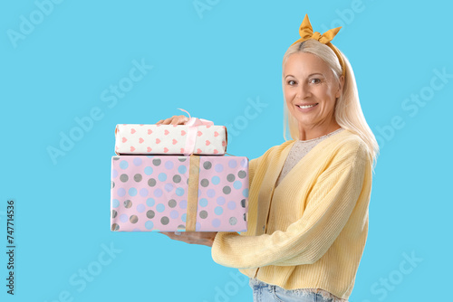 Happy mature woman with gif...