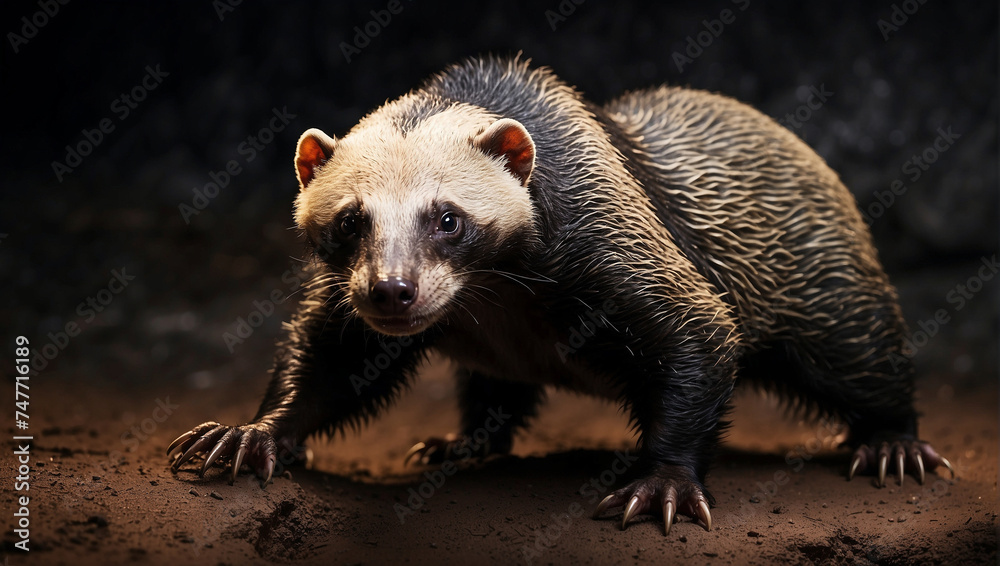 Obraz premium A dangerous and detailed honey badger
