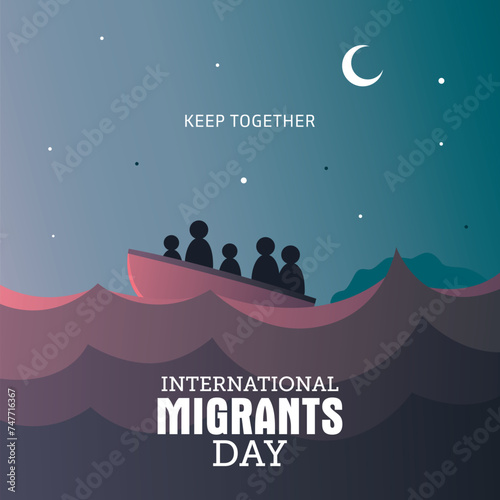 International migrants day vector illustration. Migrants Day themes design concept with flat style vector illustration. Suitable for greeting card, poster and banner. Suitable for business asset des
