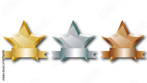 gold, silver, bronze set of star awards