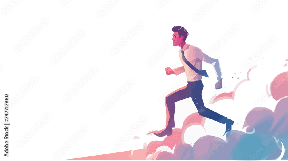 cartoon a man walking, in the style of commercial imagery, frozen movement, minimal retouching, 