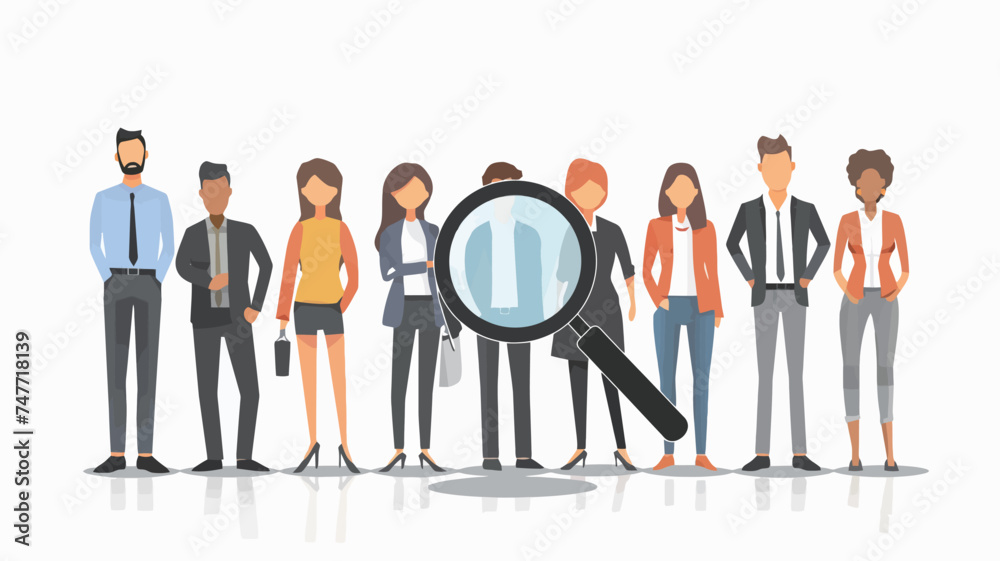 people with magnifying glasses watching interview candidates, in the style of multilayered dimensions people with magnifying glasses watching interview candidates, in the style of multilayered dimensions