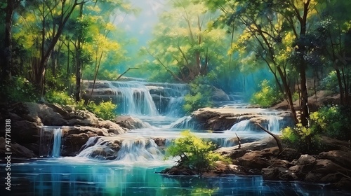 A waterfall in a gorgeously fantastic landscape © Syahrul Zidane A